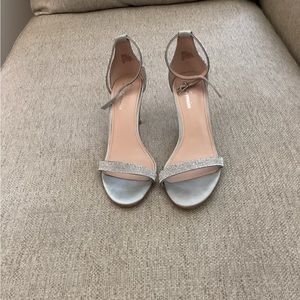 Silver rhinestone heels